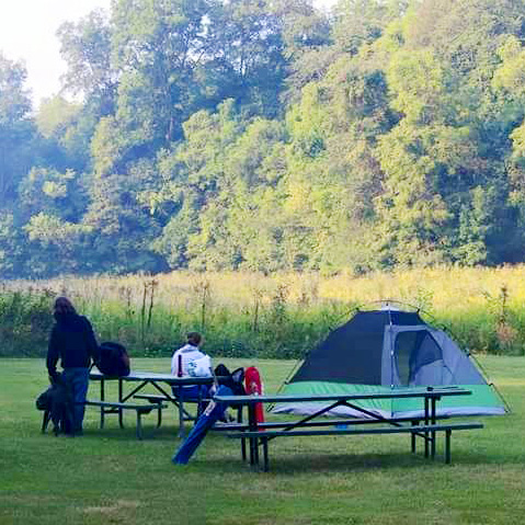 camping in a field