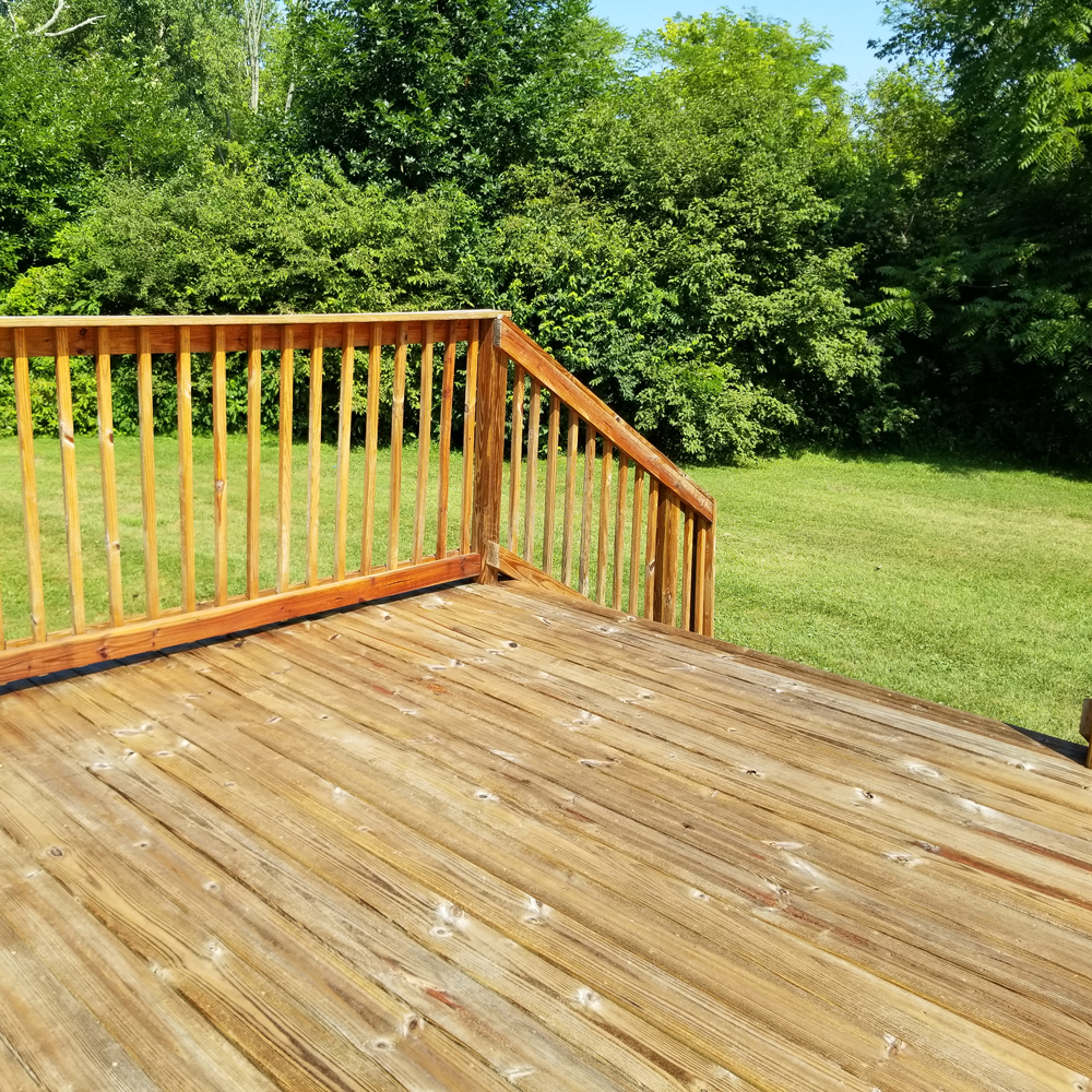 Deck and railing of lodge