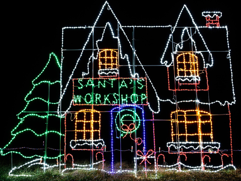 Park christmas lights Santa's workshop