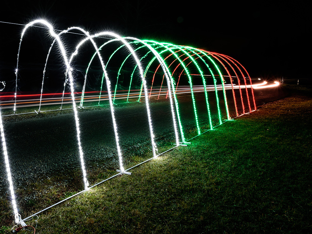 Park christmas lights tunnel