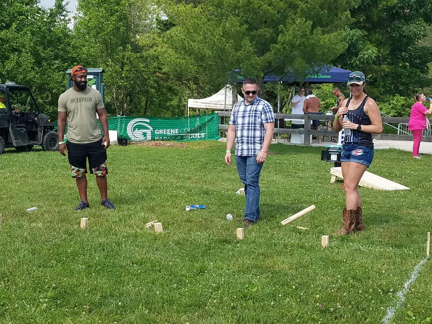 Summerfest concertgoers playing lawn games