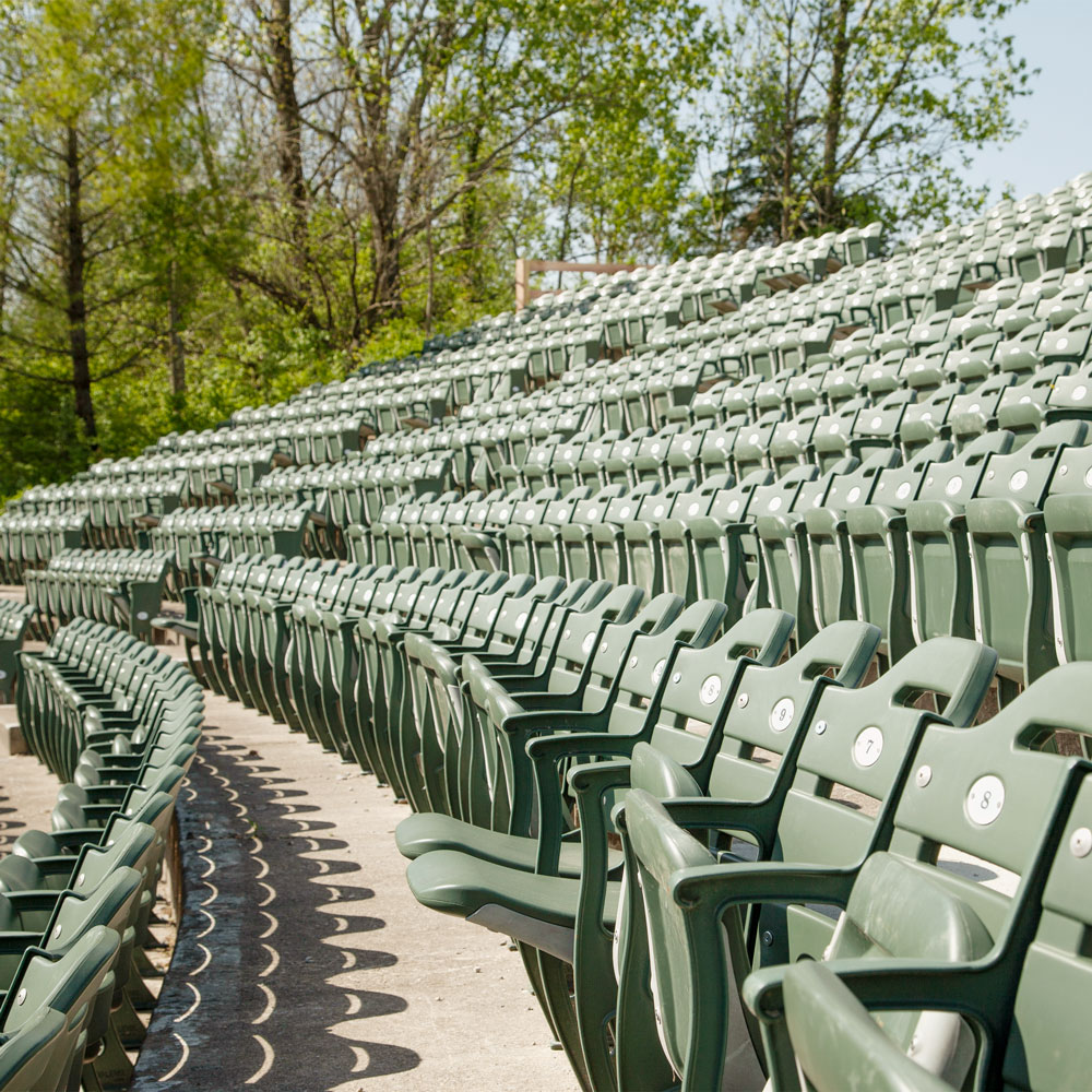 Rows of empty stadium seats